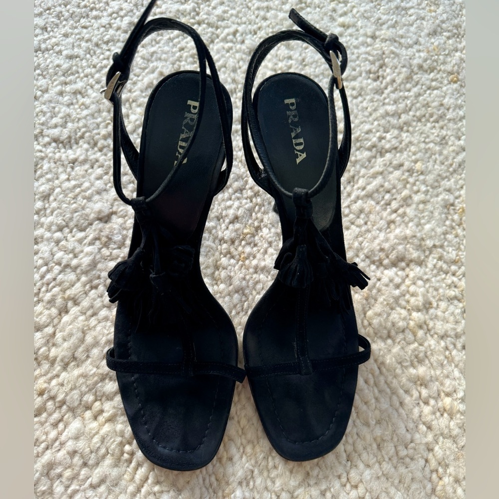Prada Black Heeled Sandals